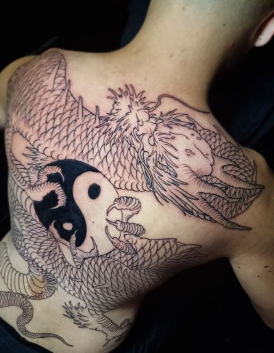 dragon and yinyang tattoo