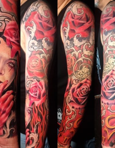 Abstract tattoo art blending color and shape